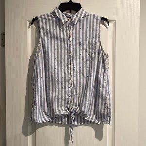 Tommy Hilfiger button down tank with collar.